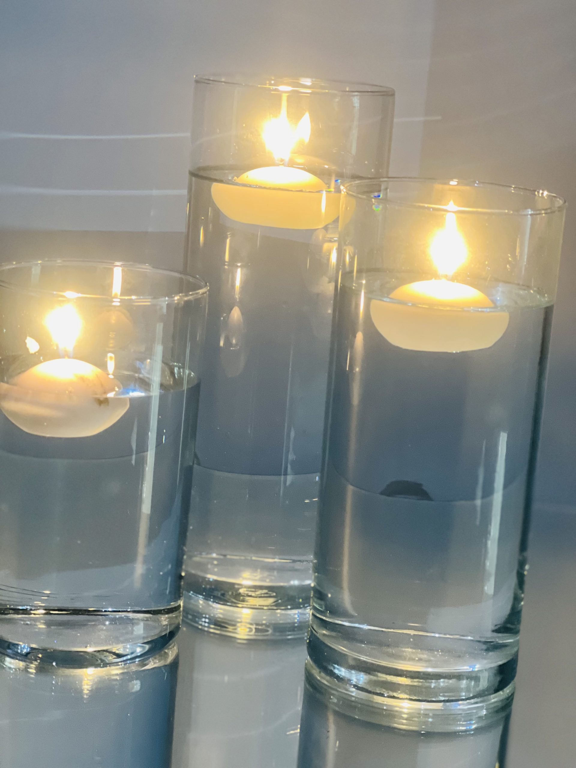 Dekoglas mit Wasserkerzen H407