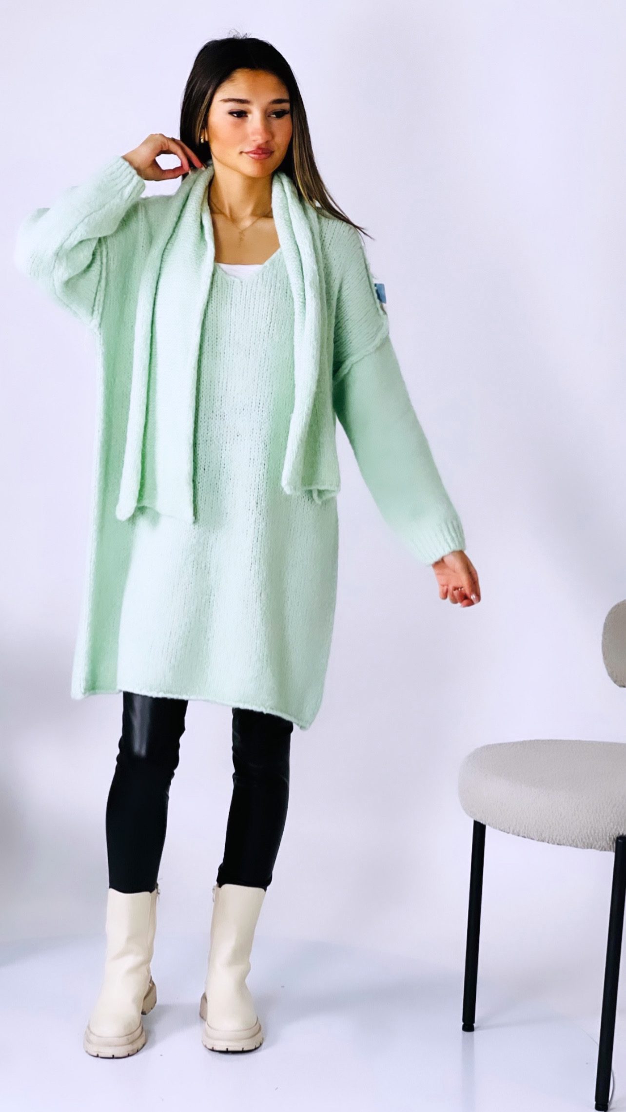 Pullover Long mit Schall  P223, P224, P225, P226, P227, P228